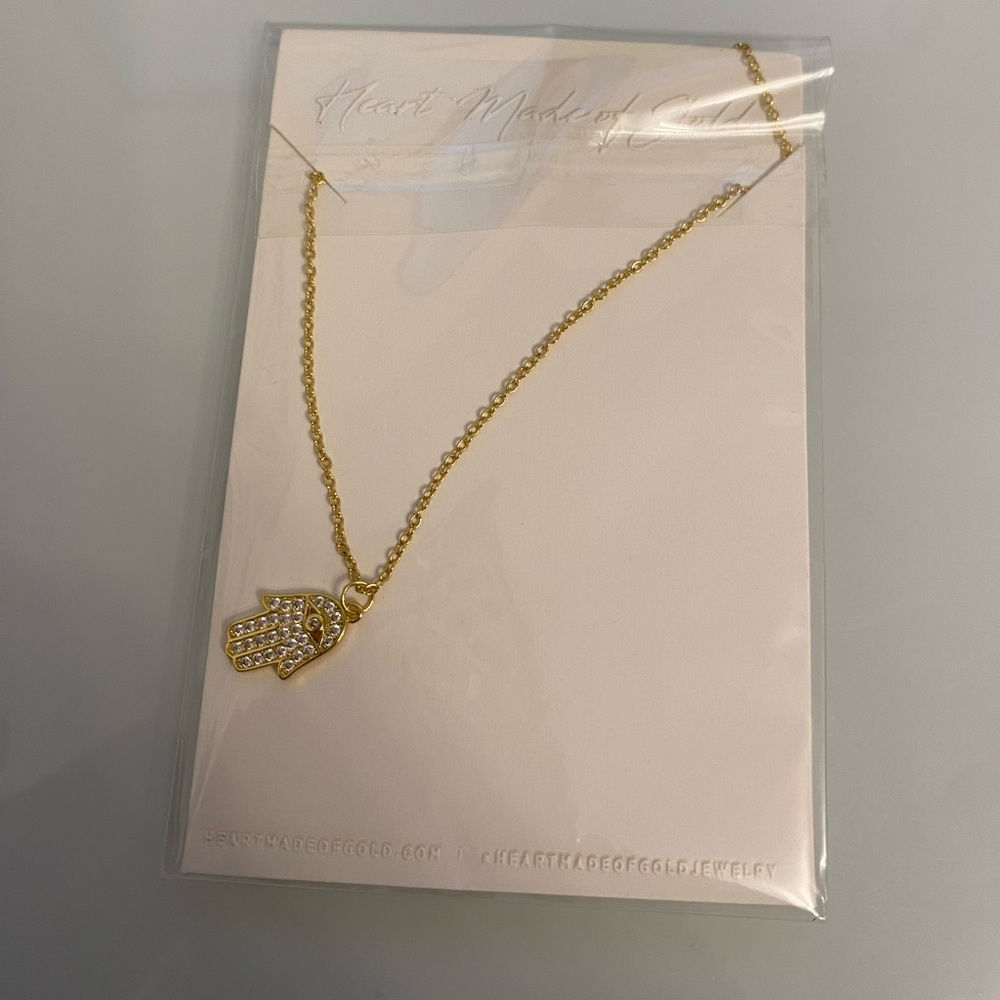 Heartmade of gold, Gold hamsa , 18k gold plated. Adjustable 15-17 inches.